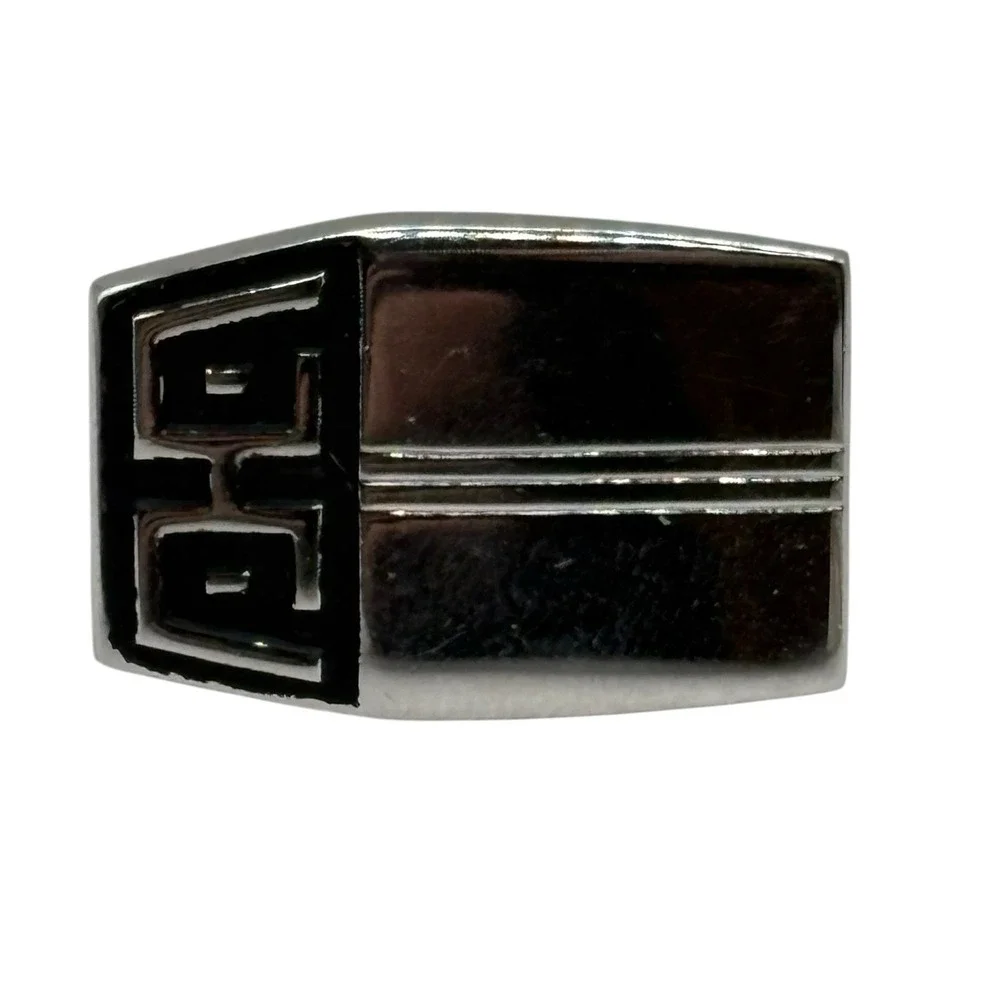 HICKOK USA Abstract Cufflinks Vintage MCM Silver Tone Black Accent Ornate Formal